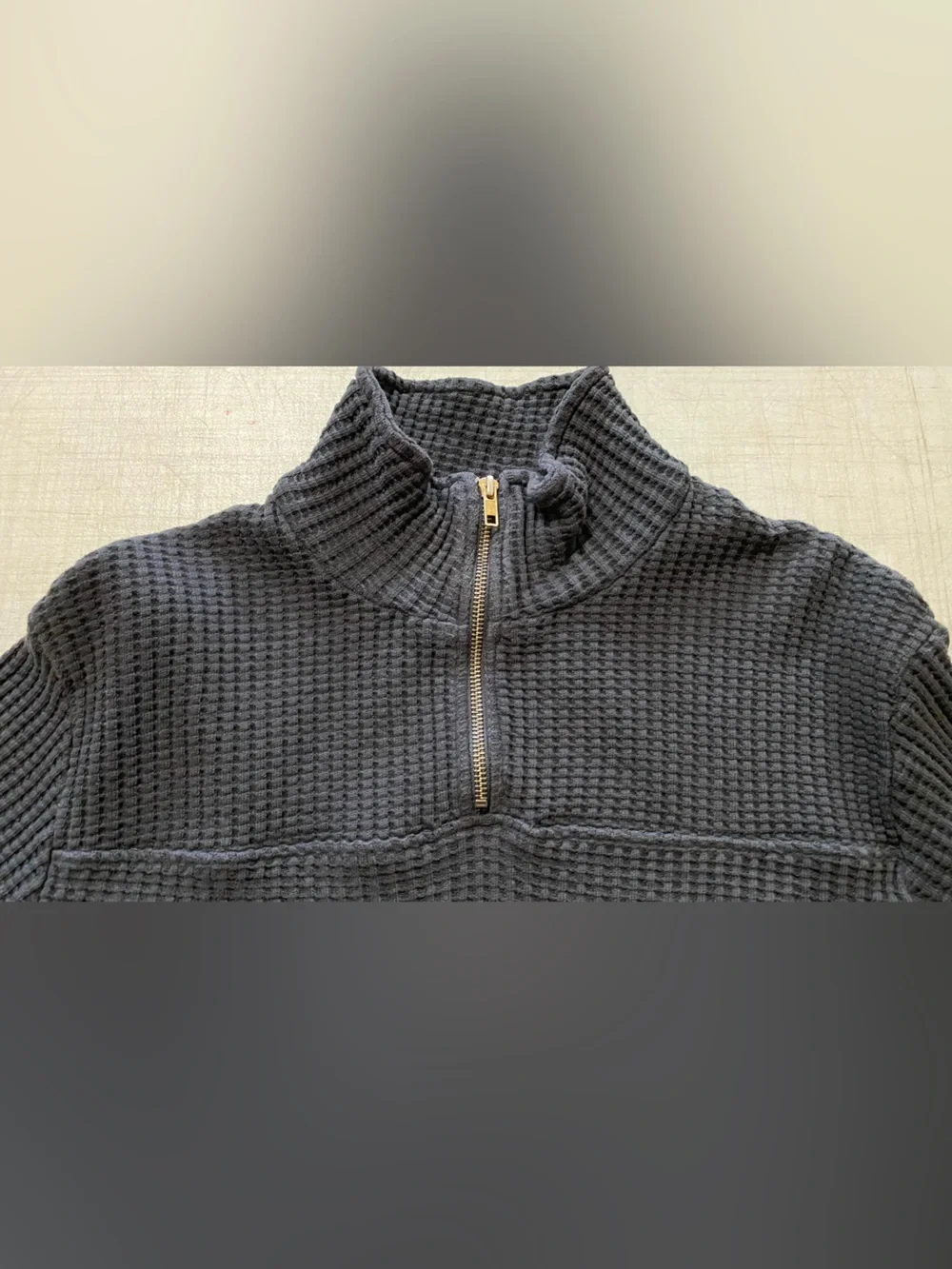 MATE Men's black Quarter-Zip Waffle Knit Sweater